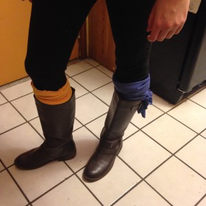 The boots and scarves. 